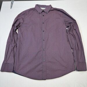 Ben Sherman Mens Medium Geometric Print Dress Shirt Button Down Long Sleeve